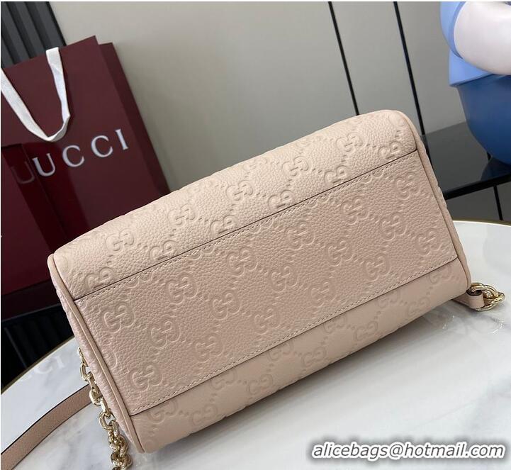 Famous Brand Gucci GG Leather Emblem Small Top Handle Bag 815255 Beige 2026