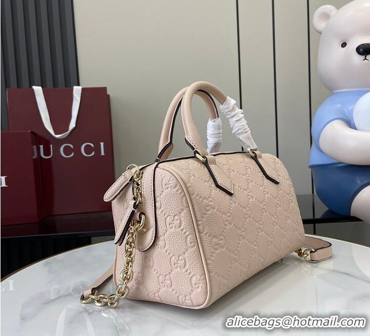 Famous Brand Gucci GG Leather Emblem Small Top Handle Bag 815255 Beige 2026