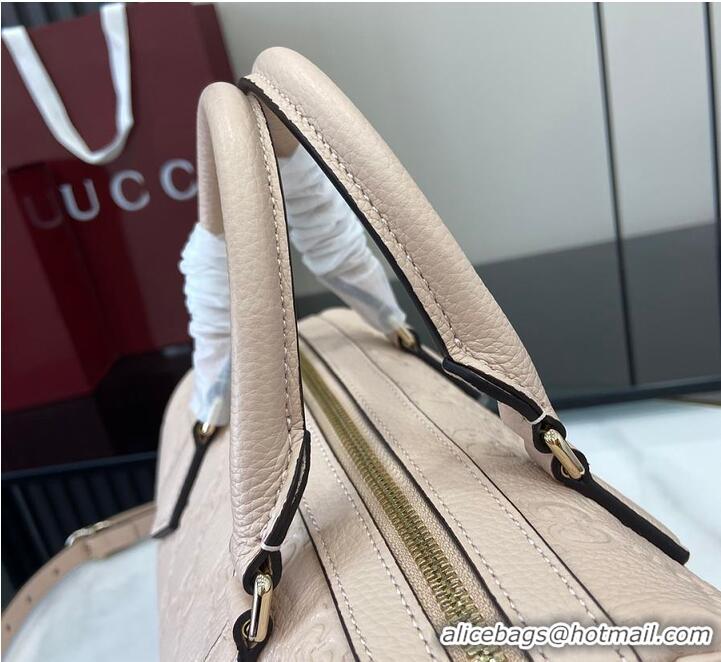 Famous Brand Gucci GG Leather Emblem Small Top Handle Bag 815255 Beige 2026