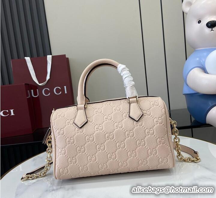 Famous Brand Gucci GG Leather Emblem Small Top Handle Bag 815255 Beige 2026