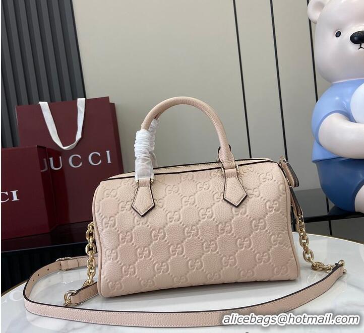 Famous Brand Gucci GG Leather Emblem Small Top Handle Bag 815255 Beige 2026