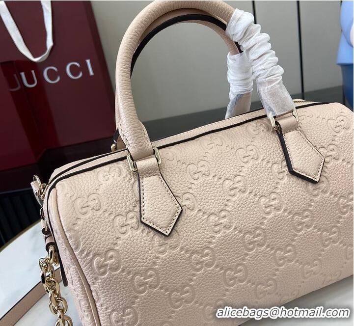 Famous Brand Gucci GG Leather Emblem Small Top Handle Bag 815255 Beige 2026