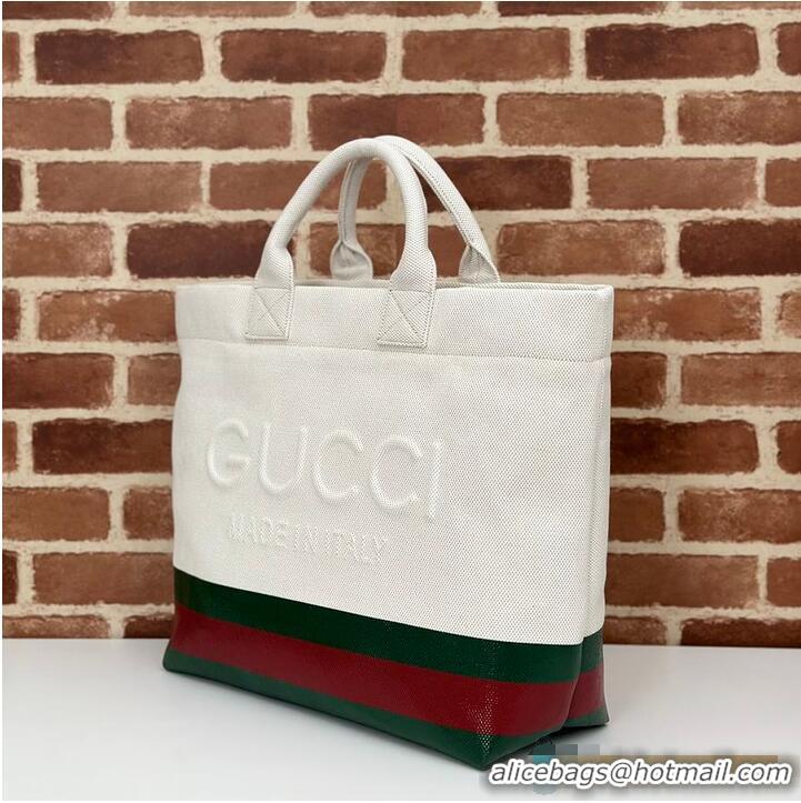 Best Price Gucci Cabas Small Bicolor Cotton Tote 782850 White 2026