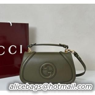 New Design Gucci Blondie Medium Top Handle Bag Leather 815714 Forest Green 2026