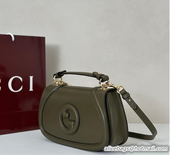 New Design Gucci Blondie Medium Top Handle Bag Leather 815714 Forest Green 2026