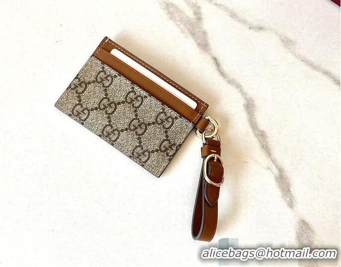 Good Quality Gucci GG Emblem Card Case With Strap 782850 Brown 2026