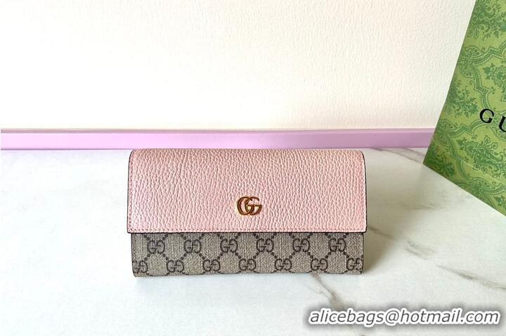 Top Grade Gucci GG Supreme Continental Wallet 782852 Pink 2026