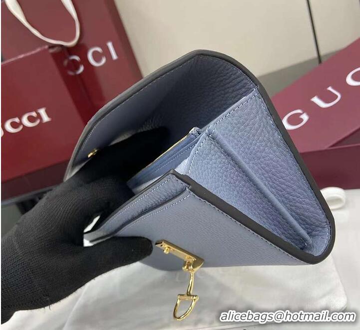 Best Quality Gucci Softbit Leather Continental Wallet With Half Horsebit 828147 Light Blue 2026