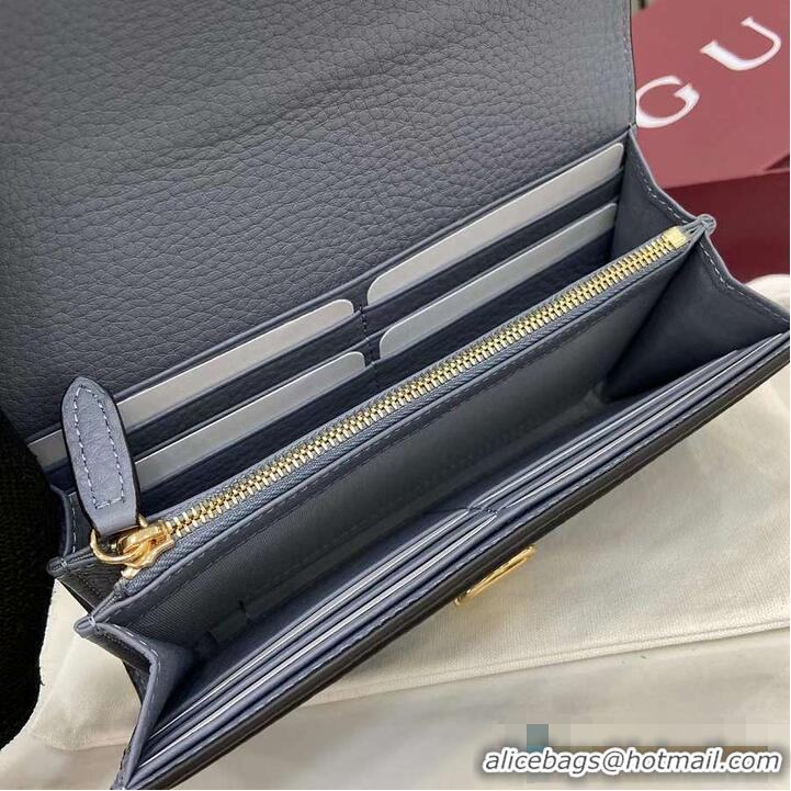Best Quality Gucci Softbit Leather Continental Wallet With Half Horsebit 828147 Light Blue 2026