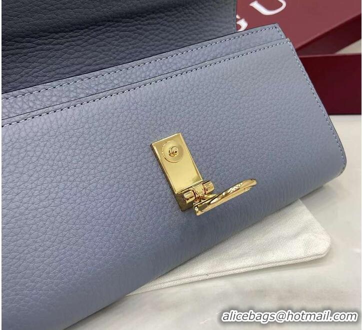 Best Quality Gucci Softbit Leather Continental Wallet With Half Horsebit 828147 Light Blue 2026
