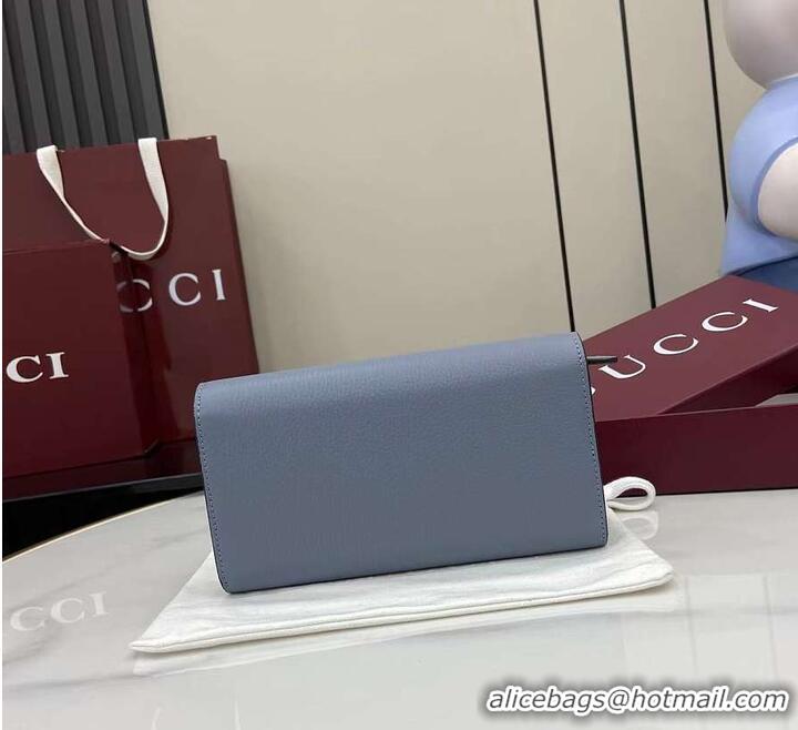 Best Quality Gucci Softbit Leather Continental Wallet With Half Horsebit 828147 Light Blue 2026