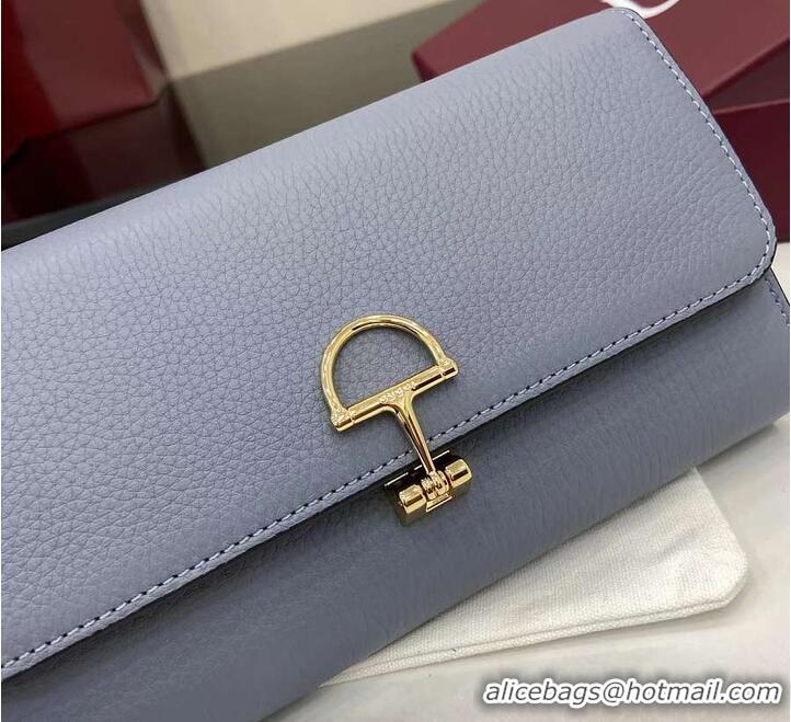 Best Quality Gucci Softbit Leather Continental Wallet With Half Horsebit 828147 Light Blue 2026