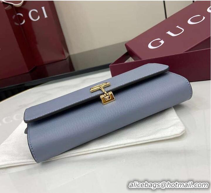Best Quality Gucci Softbit Leather Continental Wallet With Half Horsebit 828147 Light Blue 2026