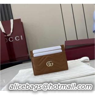 Big Discount Gucci Calfskin Matelasse GG Marmont Card Holder 828148 Tan 2026