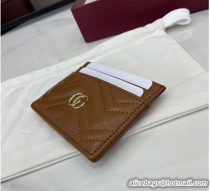 Big Discount Gucci Calfskin Matelasse GG Marmont Card Holder 828148 Tan 2026