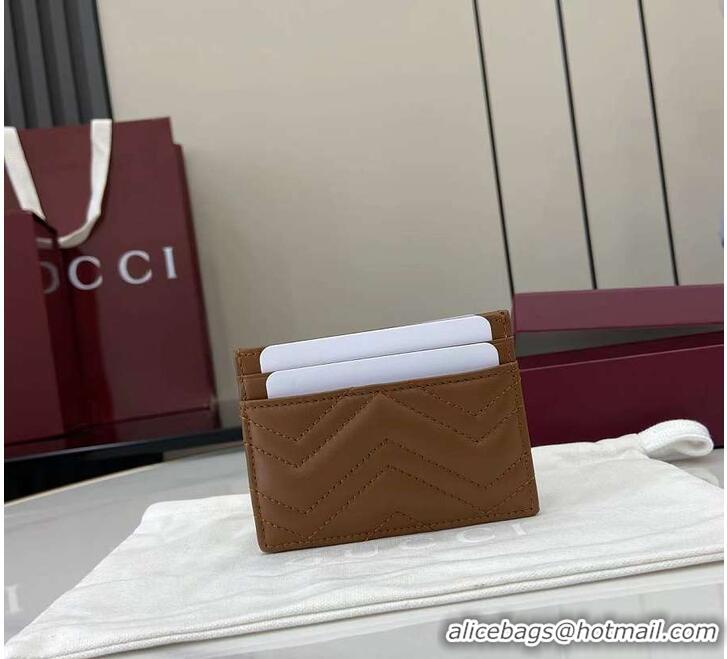 Big Discount Gucci Calfskin Matelasse GG Marmont Card Holder 828148 Tan 2026