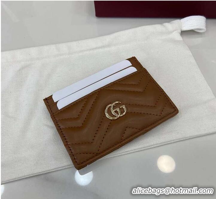 Big Discount Gucci Calfskin Matelasse GG Marmont Card Holder 828148 Tan 2026