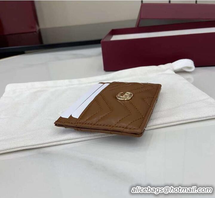 Big Discount Gucci Calfskin Matelasse GG Marmont Card Holder 828148 Tan 2026