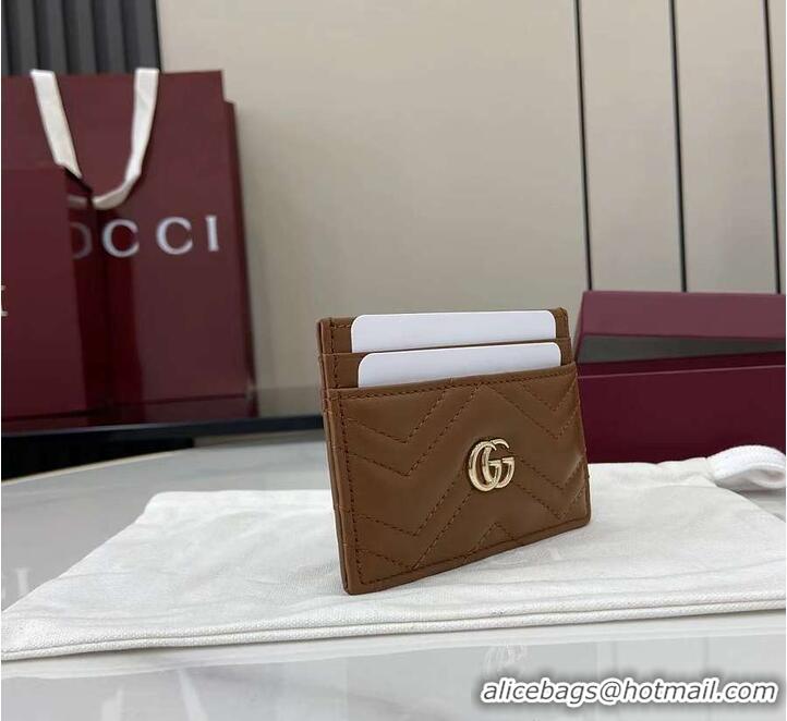 Big Discount Gucci Calfskin Matelasse GG Marmont Card Holder 828148 Tan 2026