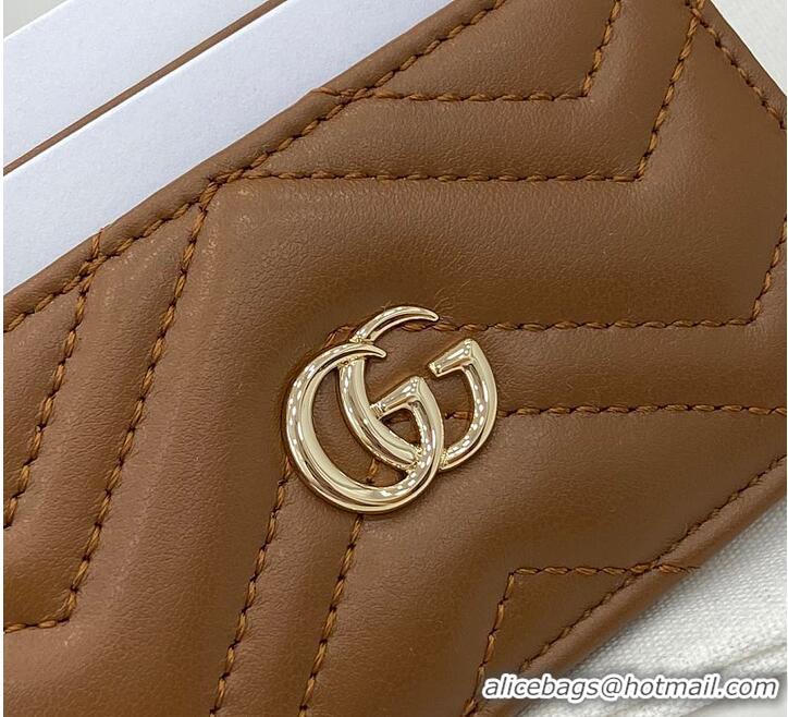 Big Discount Gucci Calfskin Matelasse GG Marmont Card Holder 828148 Tan 2026