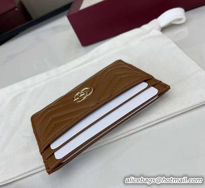 Big Discount Gucci Calfskin Matelasse GG Marmont Card Holder 828148 Tan 2026