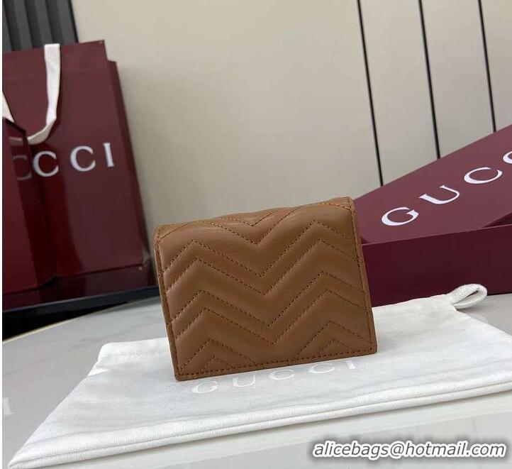 Shop Duplicate Gucci GG Marmont Mini Wallet 828149 Tan 2026