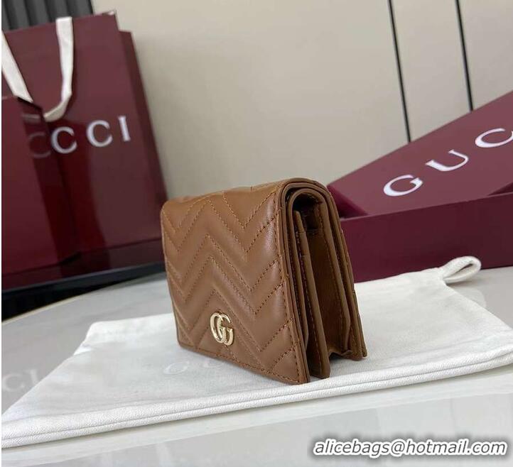 Shop Duplicate Gucci GG Marmont Mini Wallet 828149 Tan 2026