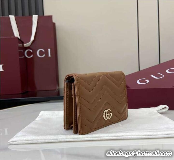 Shop Duplicate Gucci GG Marmont Mini Wallet 828149 Tan 2026