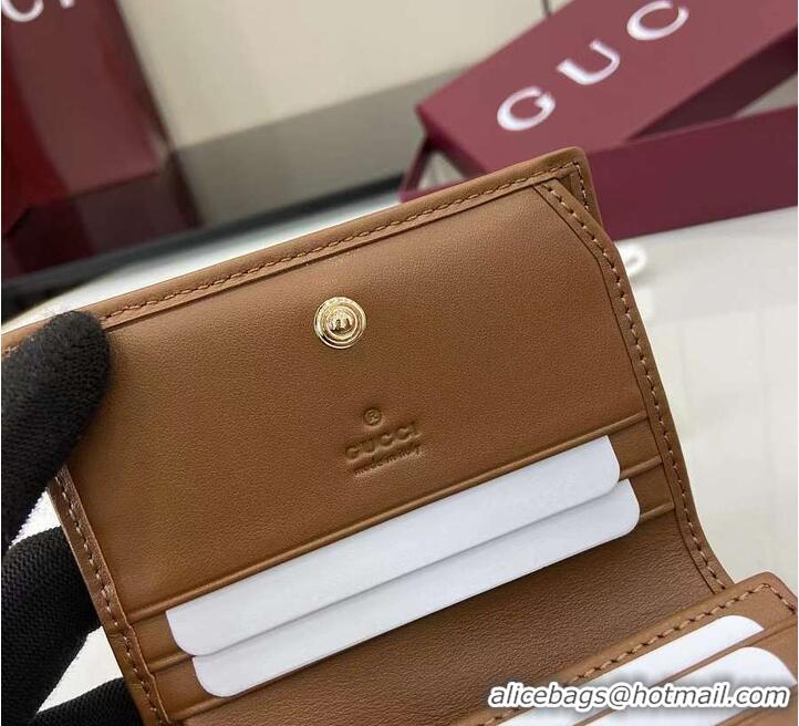 Shop Duplicate Gucci GG Marmont Mini Wallet 828149 Tan 2026