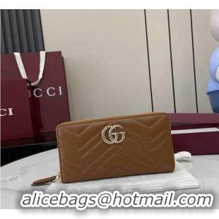 Well Crafted Gucci GG Marmont Zip Around Wallet in Leather 782852 Brown 2026