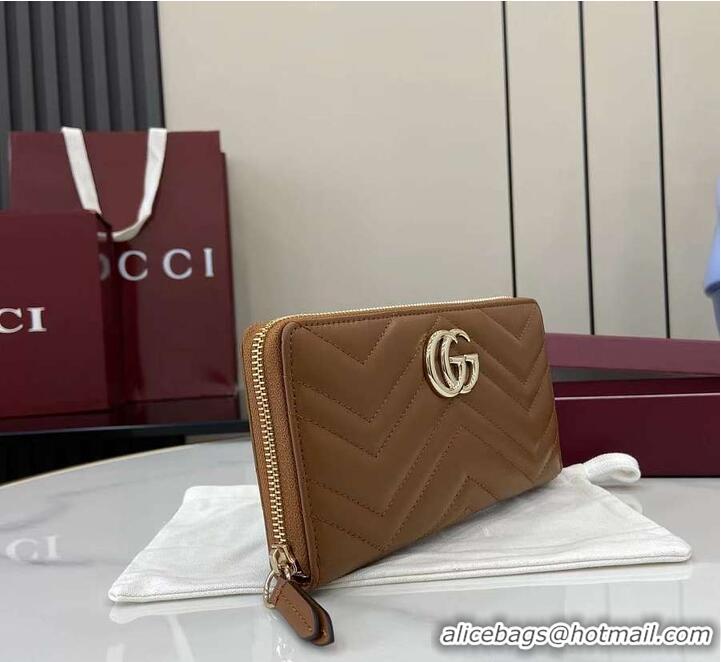Well Crafted Gucci GG Marmont Zip Around Wallet in Leather 782852 Brown 2026
