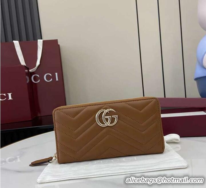 Well Crafted Gucci GG Marmont Zip Around Wallet in Leather 782852 Brown 2026