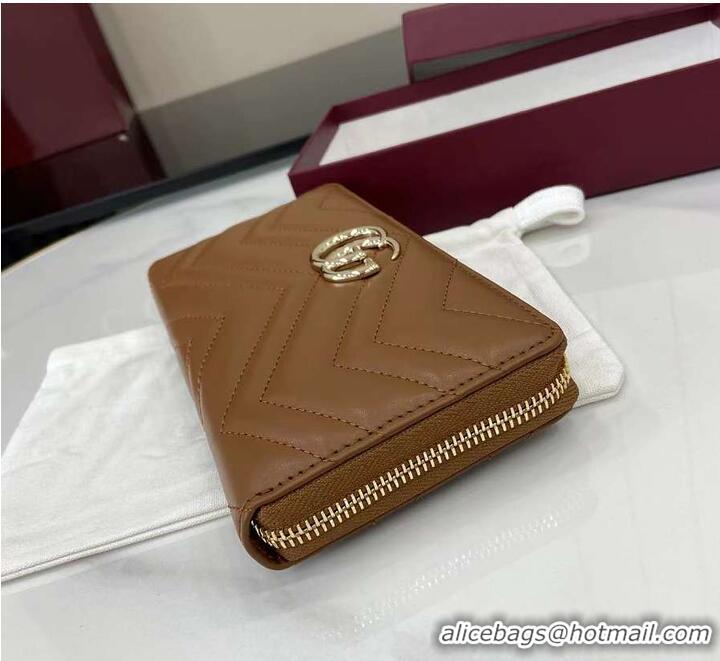 Well Crafted Gucci GG Marmont Zip Around Wallet in Leather 782852 Brown 2026