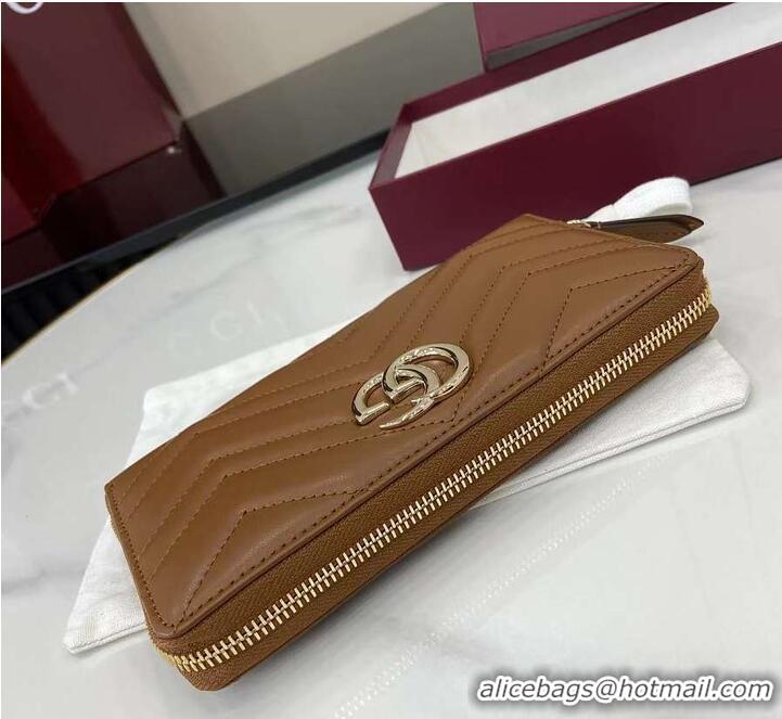 Well Crafted Gucci GG Marmont Zip Around Wallet in Leather 782852 Brown 2026