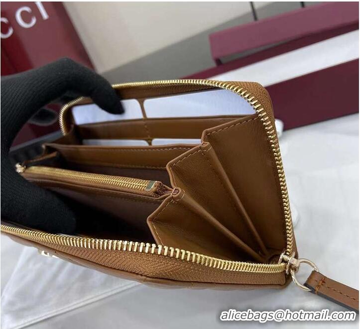 Well Crafted Gucci GG Marmont Zip Around Wallet in Leather 782852 Brown 2026