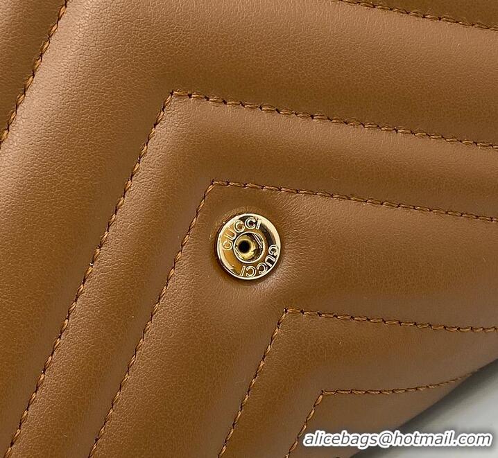 Super Quality Gucci GG Marmont Diagonal Matelasse Chain Wallet 828145 Brown 2026