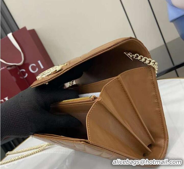 Super Quality Gucci GG Marmont Diagonal Matelasse Chain Wallet 828145 Brown 2026