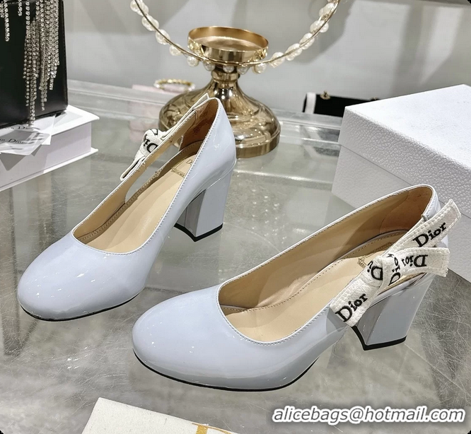 Top Grade Dior Jadior Light Blue Patent Calfskin Leather Pumps Shoes 85MM 6062501