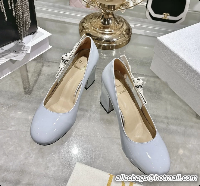 Top Grade Dior Jadior Light Blue Patent Calfskin Leather Pumps Shoes 85MM 6062501
