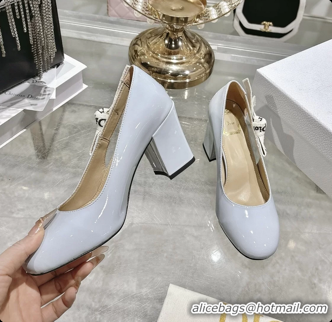 Top Grade Dior Jadior Light Blue Patent Calfskin Leather Pumps Shoes 85MM 6062501