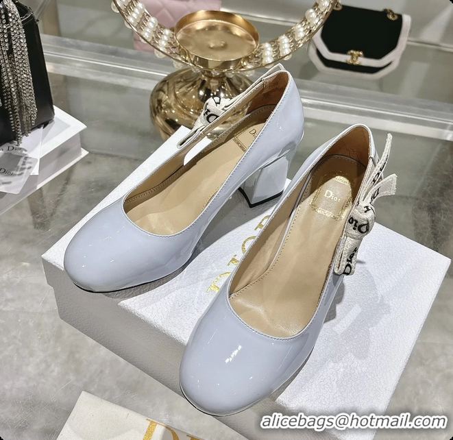 Top Grade Dior Jadior Light Blue Patent Calfskin Leather Pumps Shoes 85MM 6062501