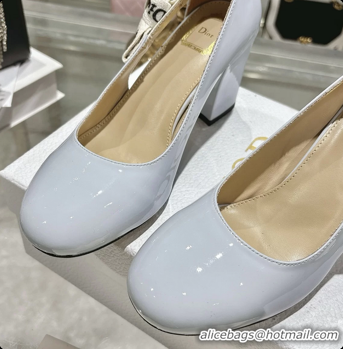 Top Grade Dior Jadior Light Blue Patent Calfskin Leather Pumps Shoes 85MM 6062501