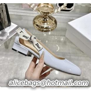 Luxurious Dior Jadior Light Blue Patent Calfskin Leather Ballet Flats Shoes 30MM 6062502