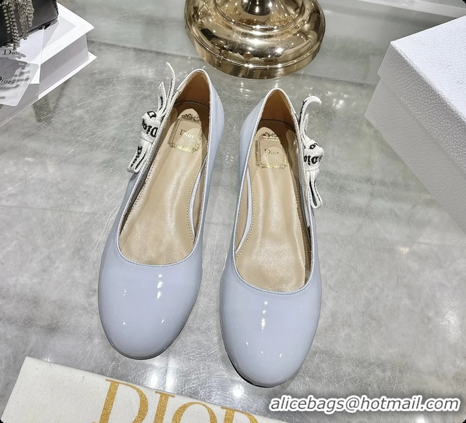 Luxurious Dior Jadior Light Blue Patent Calfskin Leather Ballet Flats Shoes 30MM 6062502