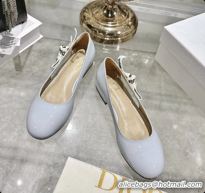 Luxurious Dior Jadior Light Blue Patent Calfskin Leather Ballet Flats Shoes 30MM 6062502