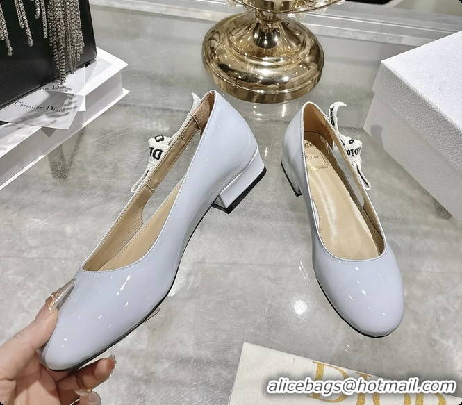 Luxurious Dior Jadior Light Blue Patent Calfskin Leather Ballet Flats Shoes 30MM 6062502