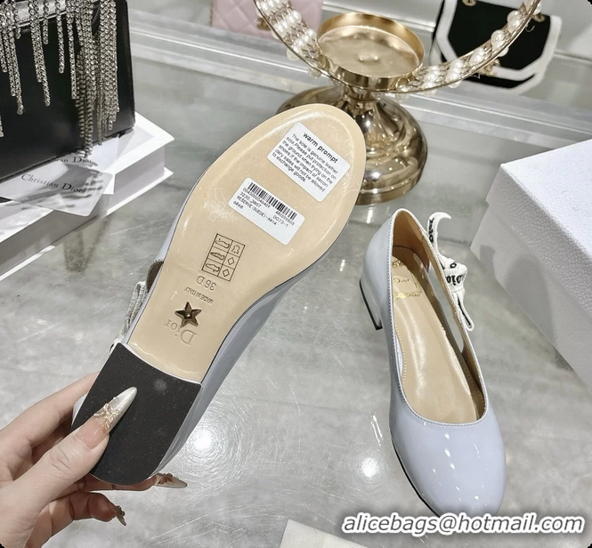 Luxurious Dior Jadior Light Blue Patent Calfskin Leather Ballet Flats Shoes 30MM 6062502