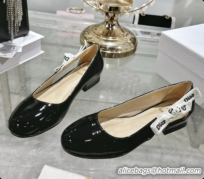 Shop Duplicate Dior Jadior Black Patent Calfskin Leather Ballet Flats Shoes 30MM 6062504