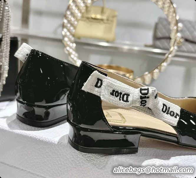 Shop Duplicate Dior Jadior Black Patent Calfskin Leather Ballet Flats Shoes 30MM 6062504