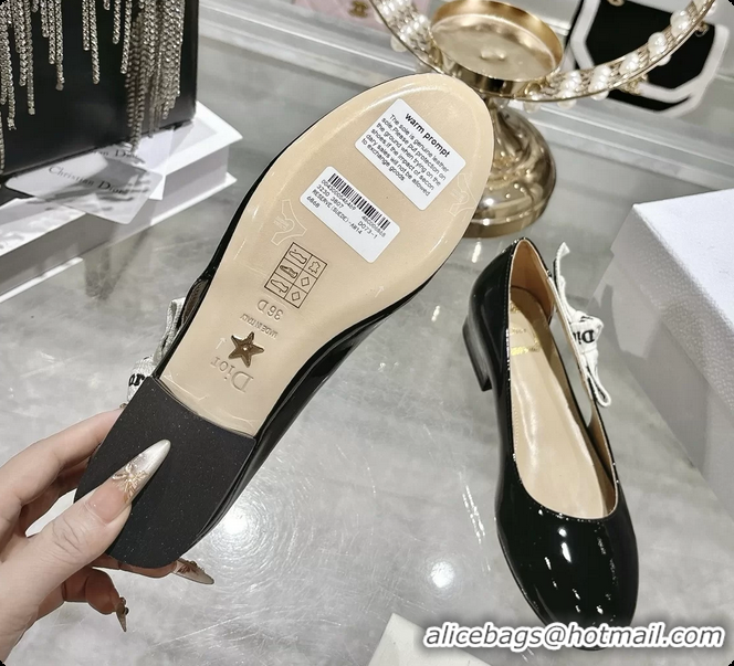 Shop Duplicate Dior Jadior Black Patent Calfskin Leather Ballet Flats Shoes 30MM 6062504